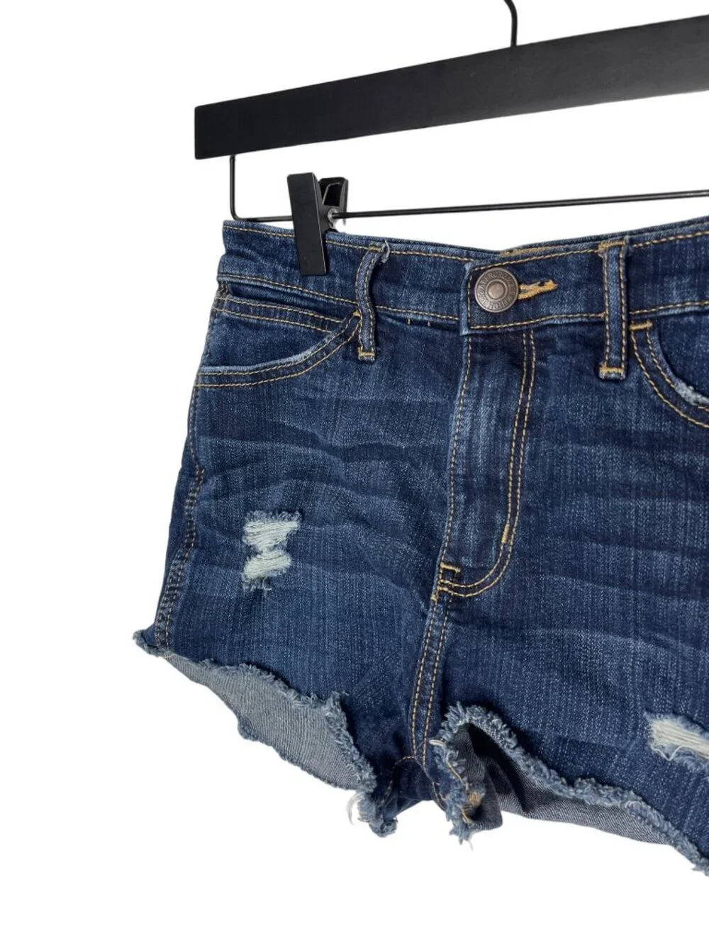 Abercrombie & Fitch Women's High Rise Distressed Cutoff Denim Shorts Blue Size 0